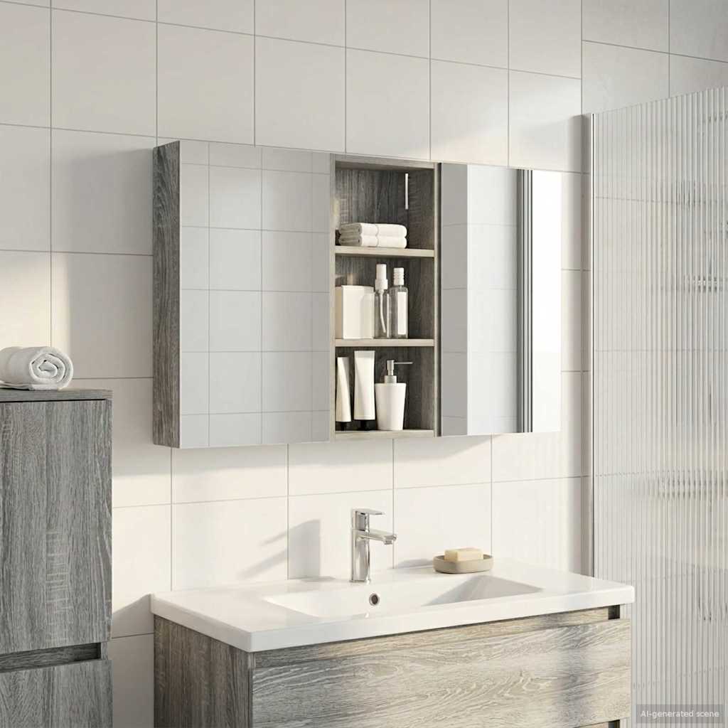 Badeværelsesskabsæt 3 pcs 110 x 10,5 x 60,5 cm Konstrueret træ