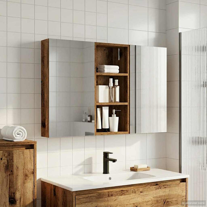 Badeværelsesskabsæt 3 pcs 110 x 10,5 x 60,5 cm Konstrueret træ