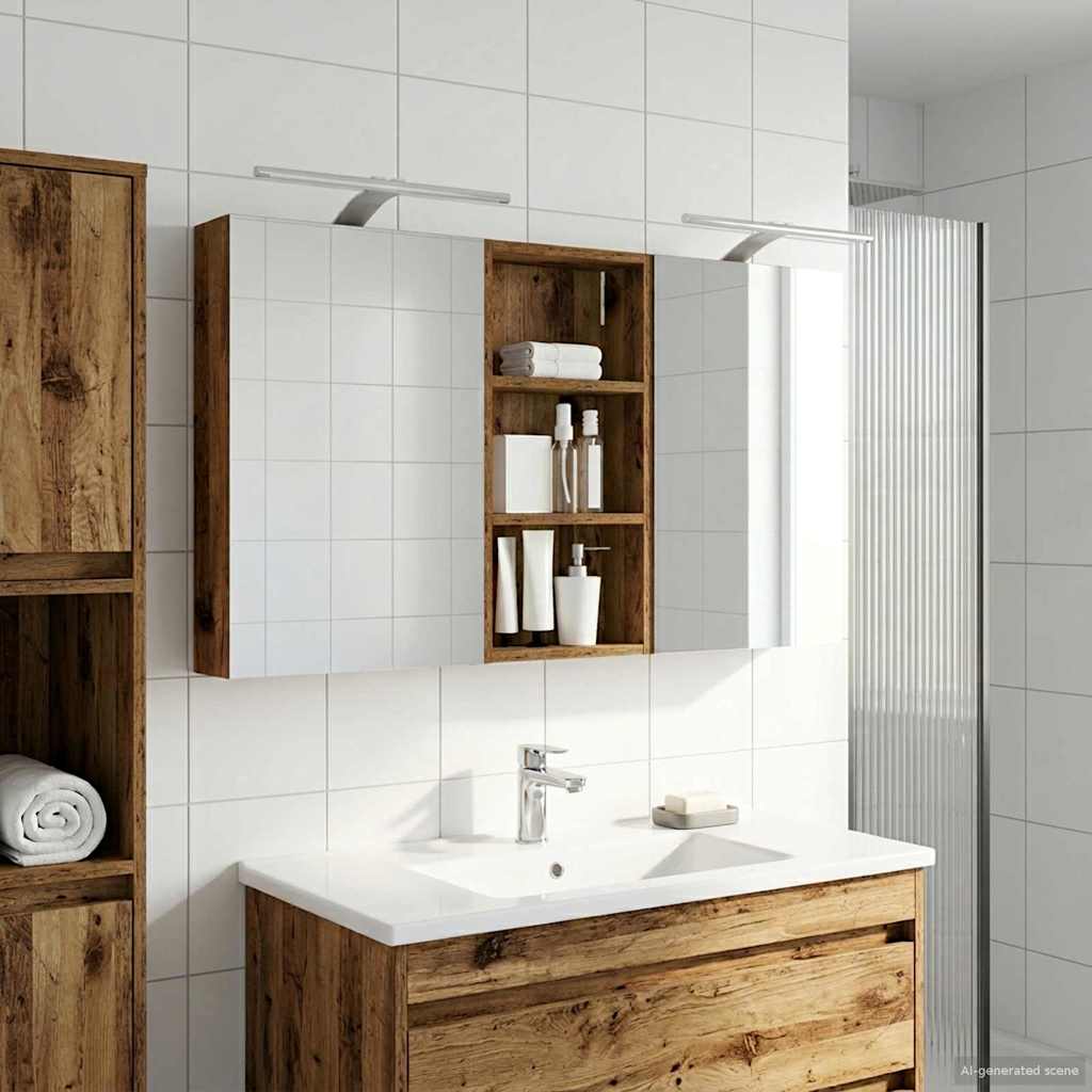 Badeværelsesskabsæt 3 pcs 110 x 10,5 x 60,5 cm Konstrueret træ