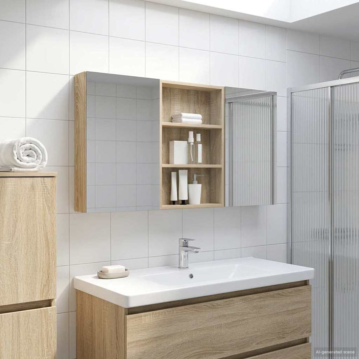 Badeværelsesskabsæt 3 pcs 120 x 10,5 x 60,5 cm Konstrueret træ