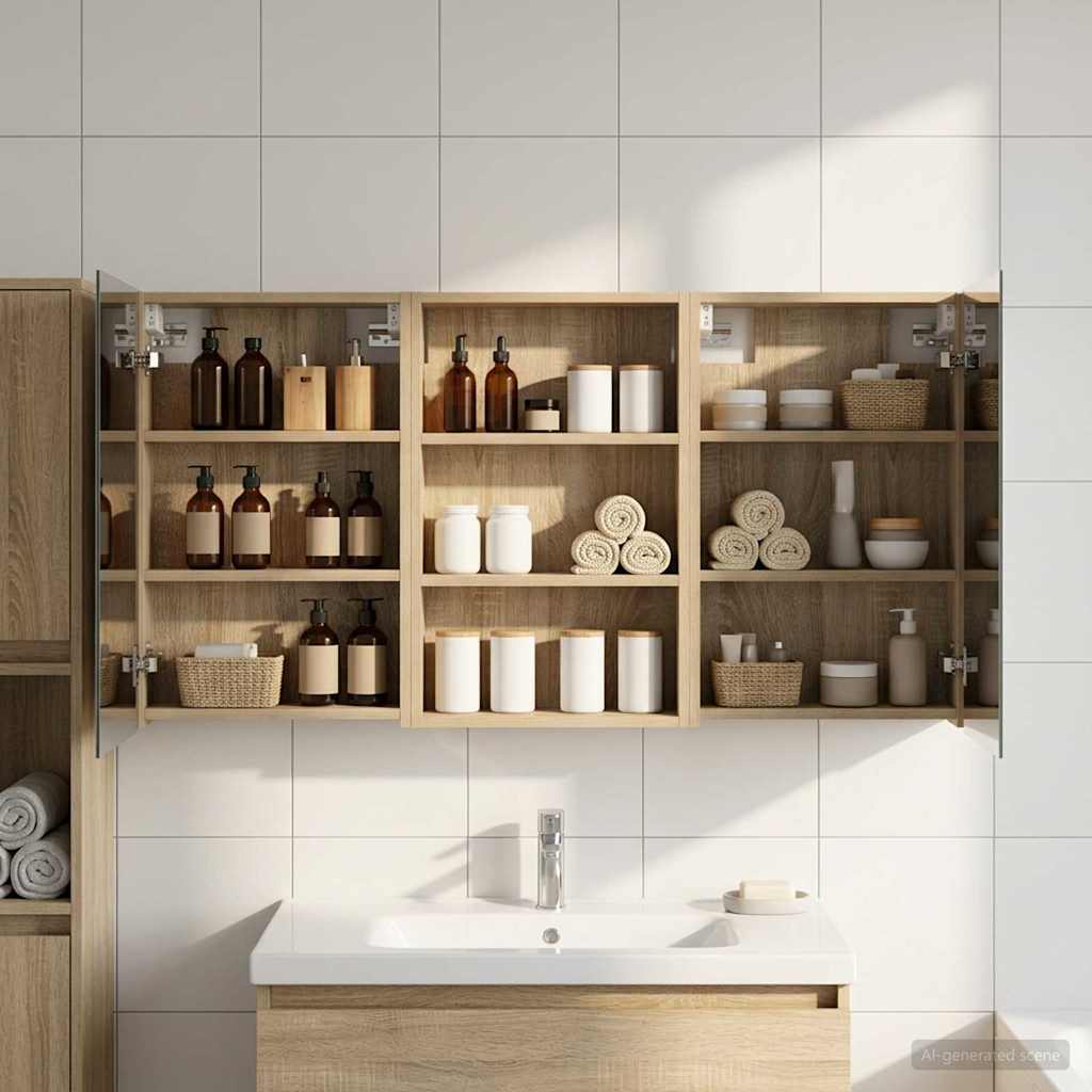 Badeværelsesskabsæt 3 pcs 120 x 10,5 x 60,5 cm Konstrueret træ