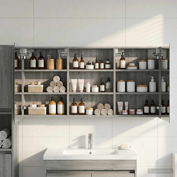 Badeværelsesskabsæt 3 stk. 120 x 10,5 x 60,5 cm Konstrueret træ