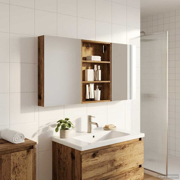 Badeværelsesskabsæt 3 pcs 120 x 10,5 x 60,5 cm Konstrueret træ