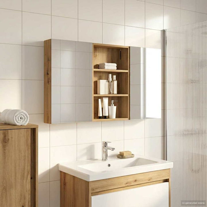 Badeværelsesskabsæt 3 pcs 120 x 10,5 x 60,5 cm Konstrueret træ