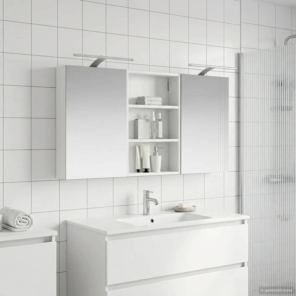 Badeværelsesskabsæt 3 stk. 120 x 10,5 x 60,5 cm Konstrueret træ