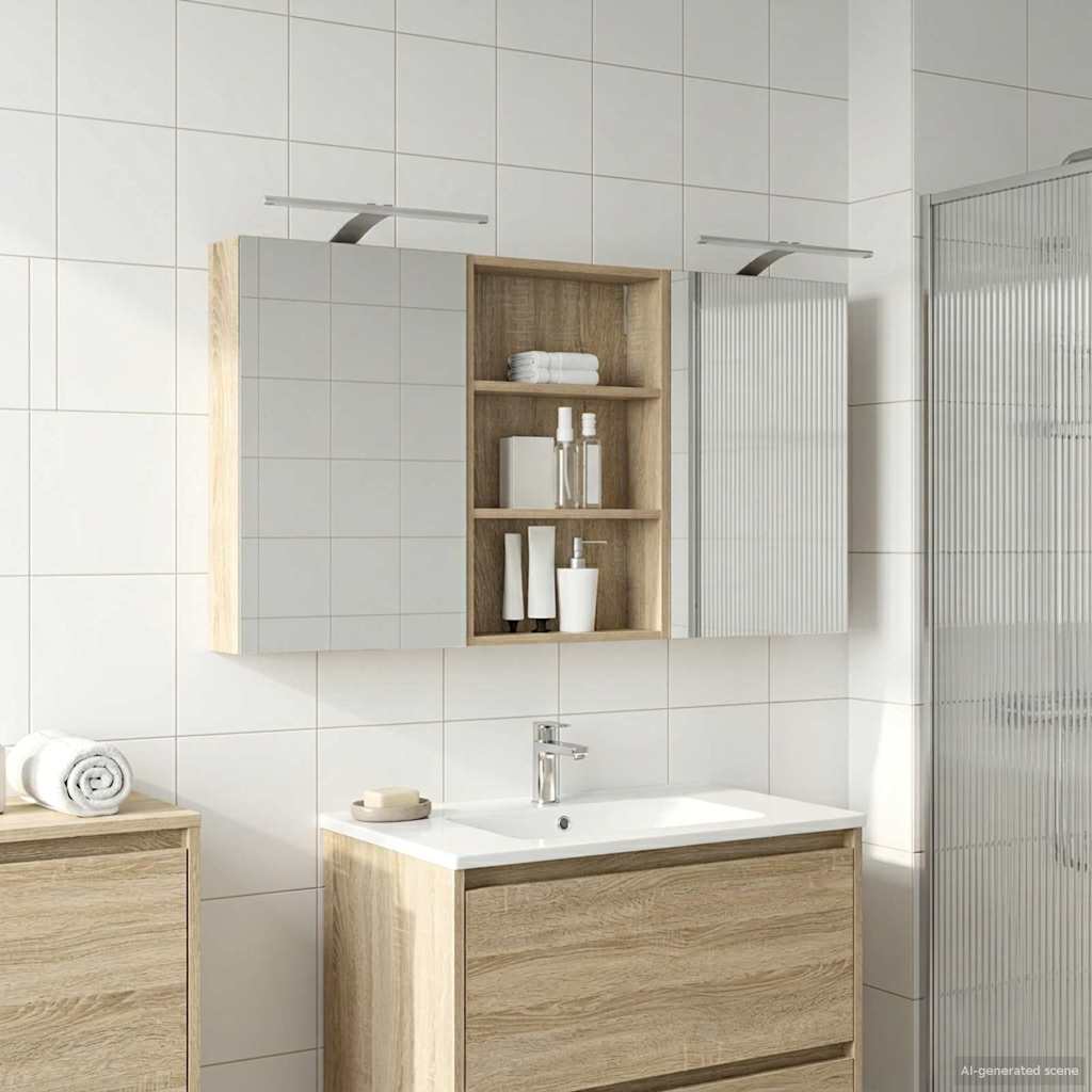 Badeværelsesskabsæt 3 pcs 120 x 10,5 x 60,5 cm Konstrueret træ