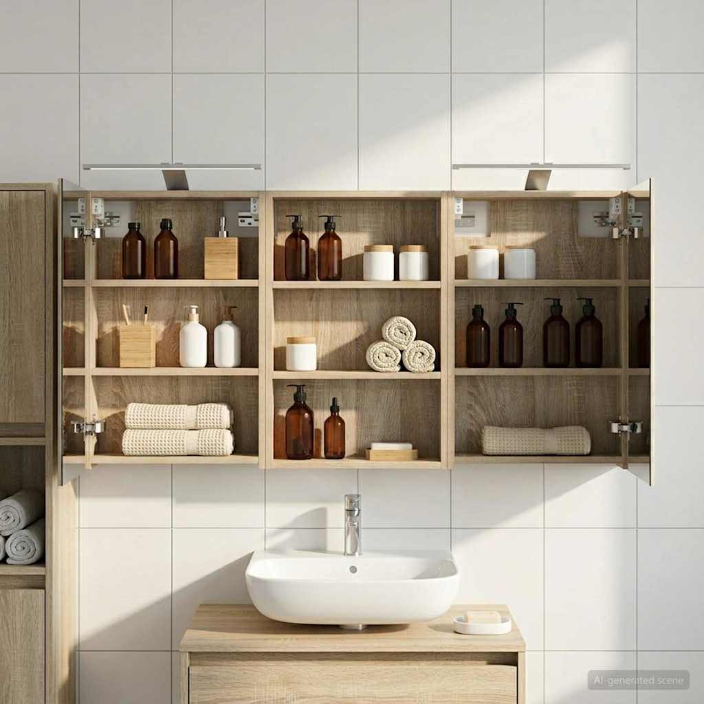 Badeværelsesskabsæt 3 pcs 120 x 10,5 x 60,5 cm Konstrueret træ