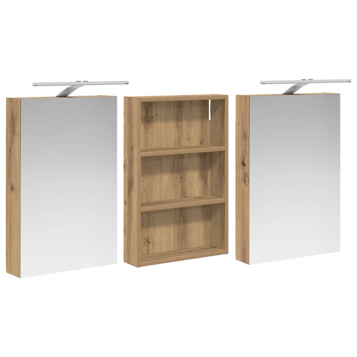 Badeværelsesskabsæt 3 stk. 120 x 10,5 x 60,5 cm Konstrueret træ