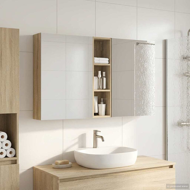 Badeværelsesskabsæt 3 pcs 120 x 14,5 x 70 cm Konstrueret træ
