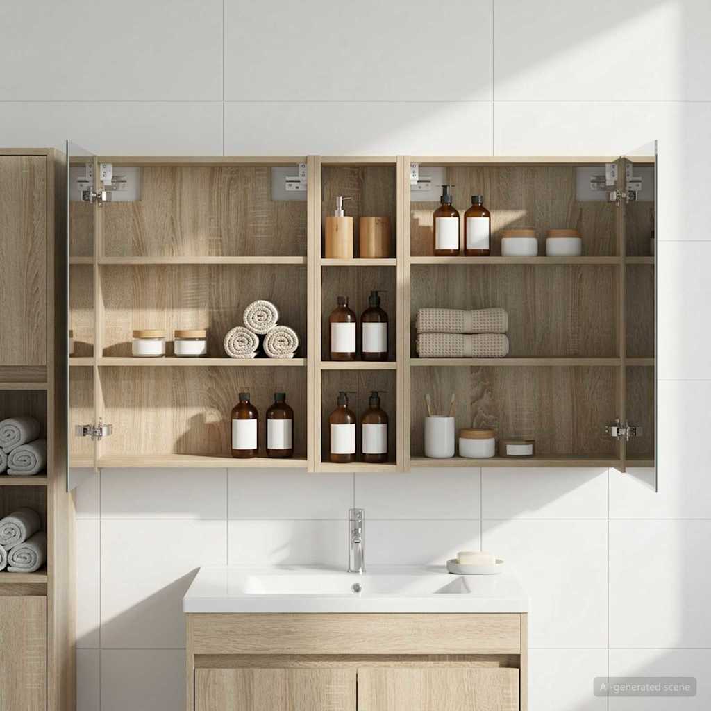 Badeværelsesskabsæt 3 pcs 120 x 14,5 x 70 cm Konstrueret træ