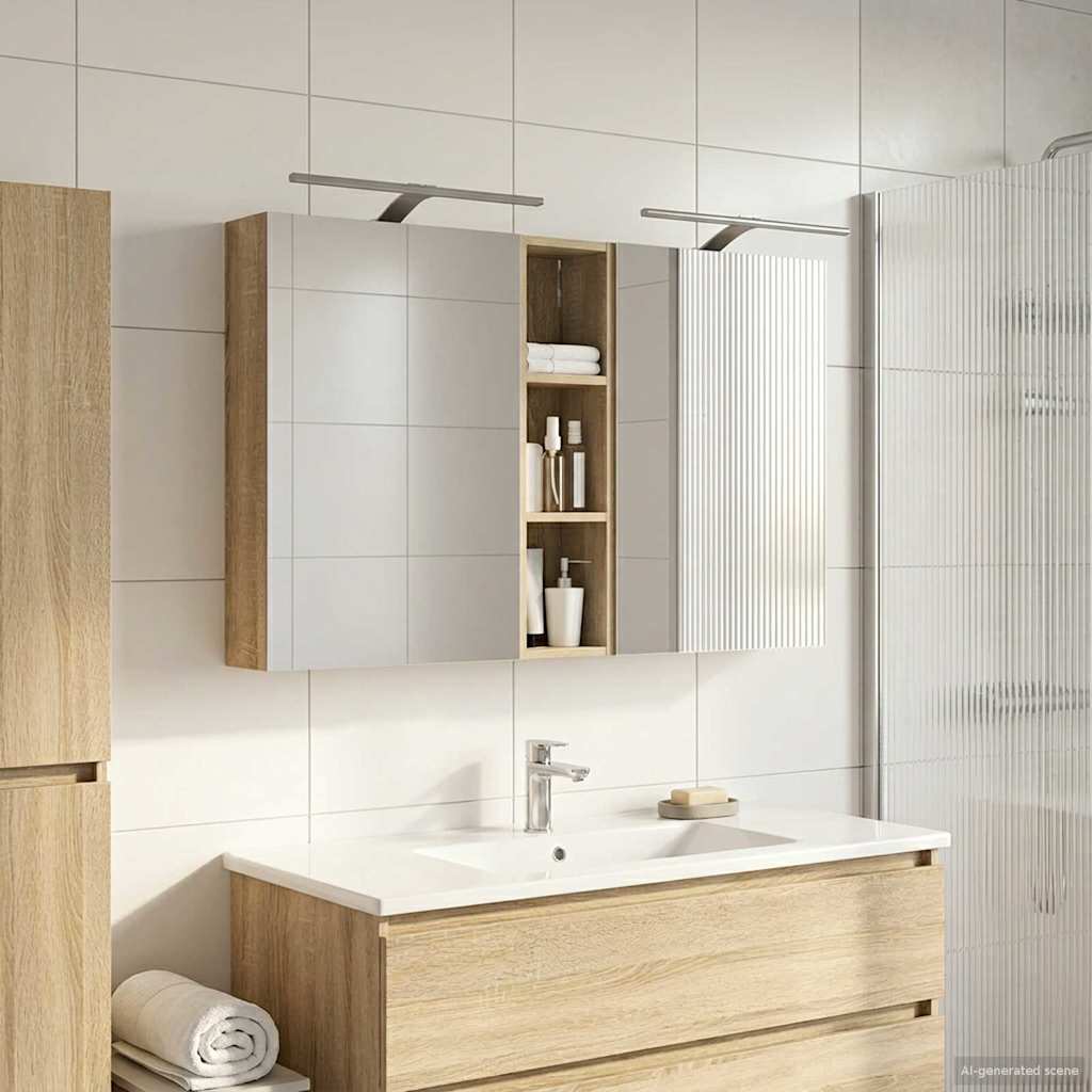 Badeværelsesskabsæt 3 pcs 120 x 14,5 x 70 cm Konstrueret træ