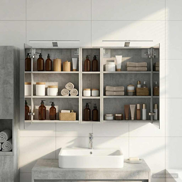 Badeværelsesskabsæt 3 pcs 120 x 14,5 x 70 cm Konstrueret træ