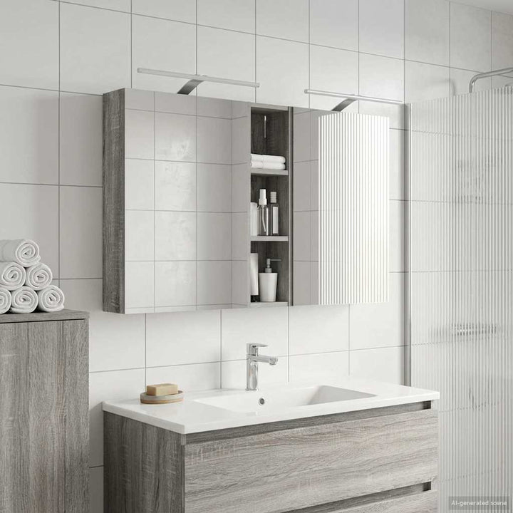 Badeværelsesskabsæt 3 pcs 120 x 14,5 x 70 cm Konstrueret træ