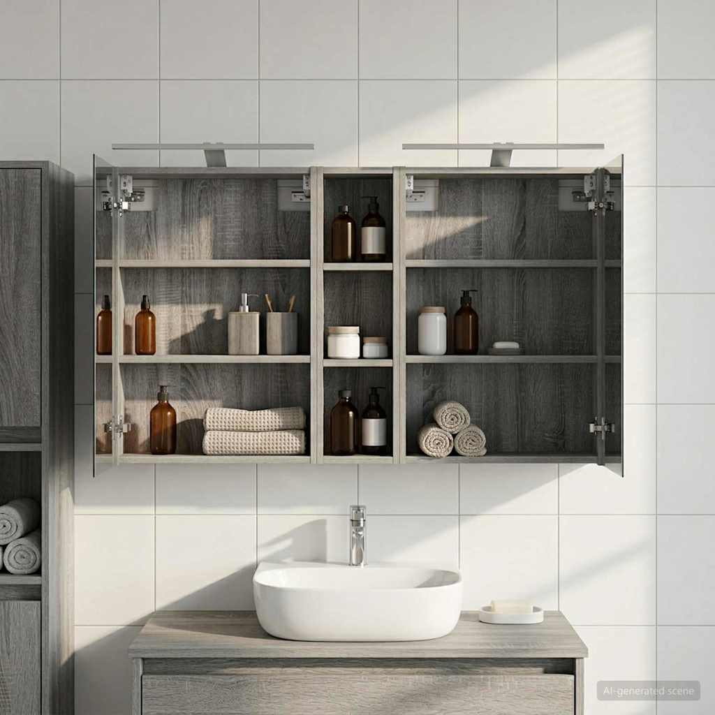 Badeværelsesskabsæt 3 pcs 120 x 14,5 x 70 cm Konstrueret træ