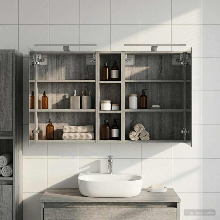 Badeværelsesskabsæt 3 pcs 120 x 14,5 x 70 cm Konstrueret træ