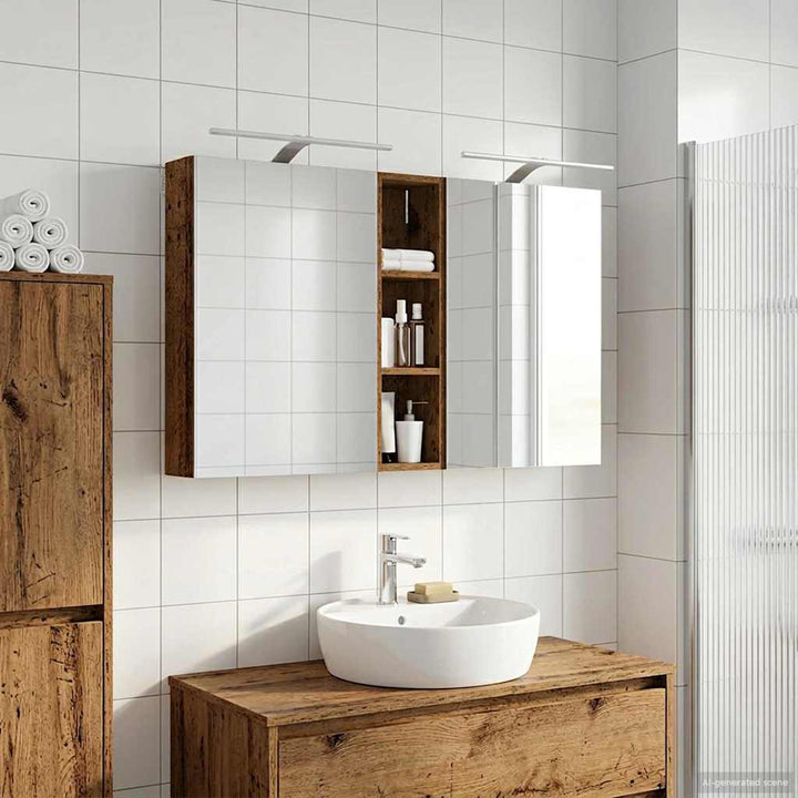 Badeværelsesskabsæt 3 pcs 120 x 14,5 x 70 cm Konstrueret træ