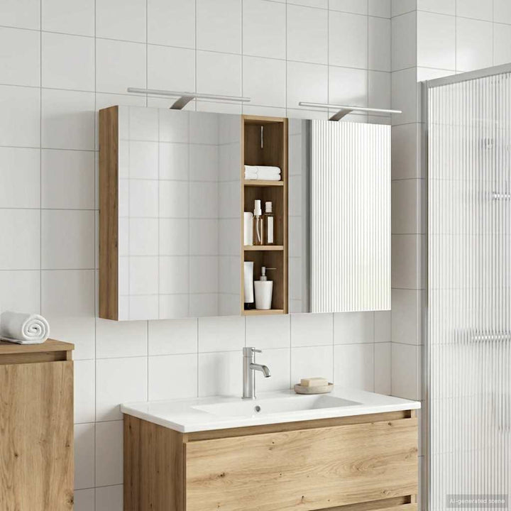 Badeværelsesskabsæt 3 pcs 120 x 14,5 x 70 cm Konstrueret træ