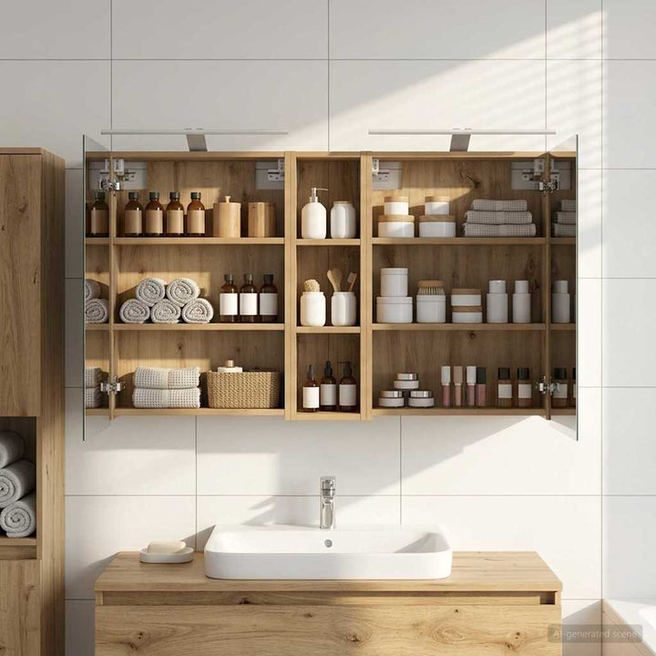 Badeværelsesskabsæt 3 pcs 120 x 14,5 x 70 cm Konstrueret træ
