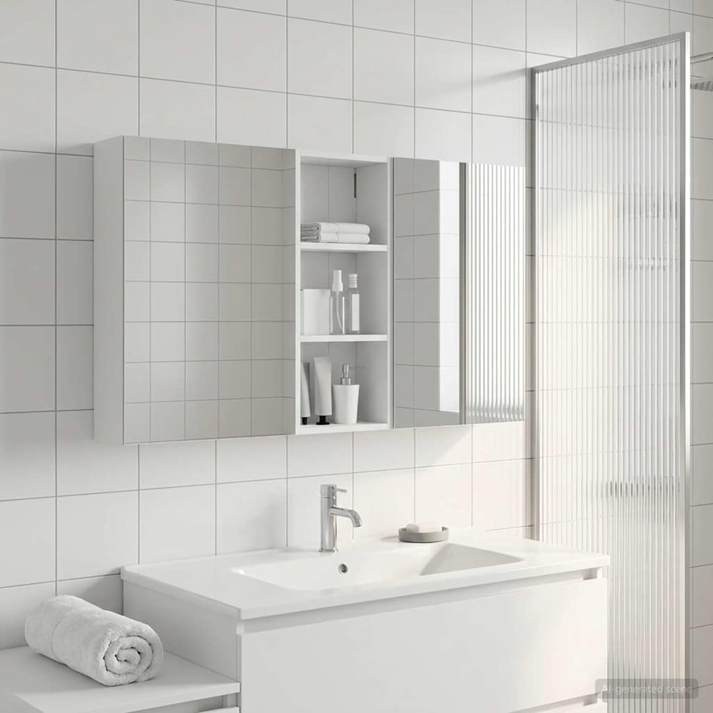 Badeværelsesskabsæt 3 pcs 130 x 14,5 x 70 cm Konstrueret træ