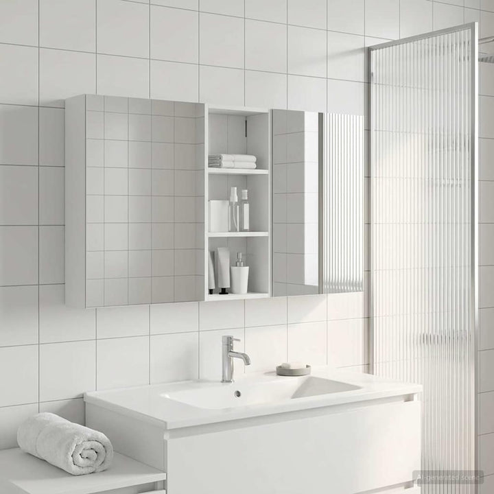 Badeværelsesskabsæt 3 pcs 130 x 14,5 x 70 cm Konstrueret træ