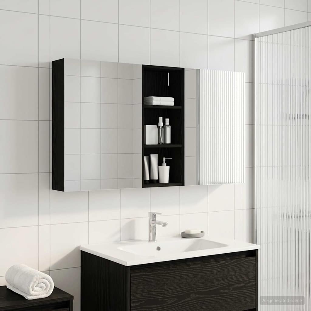 Badeværelsesskabsæt 3 pcs 130 x 14,5 x 70 cm Konstrueret træ