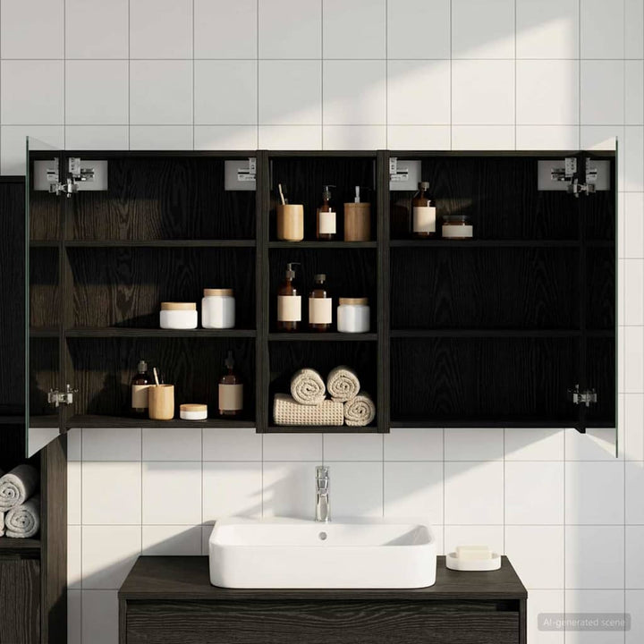 Badeværelsesskabsæt 3 pcs 130 x 14,5 x 70 cm Konstrueret træ
