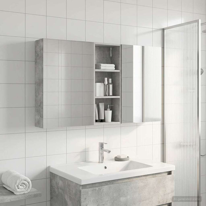 Badeværelsesskabsæt 3 pcs 130 x 14,5 x 70 cm Konstrueret træ