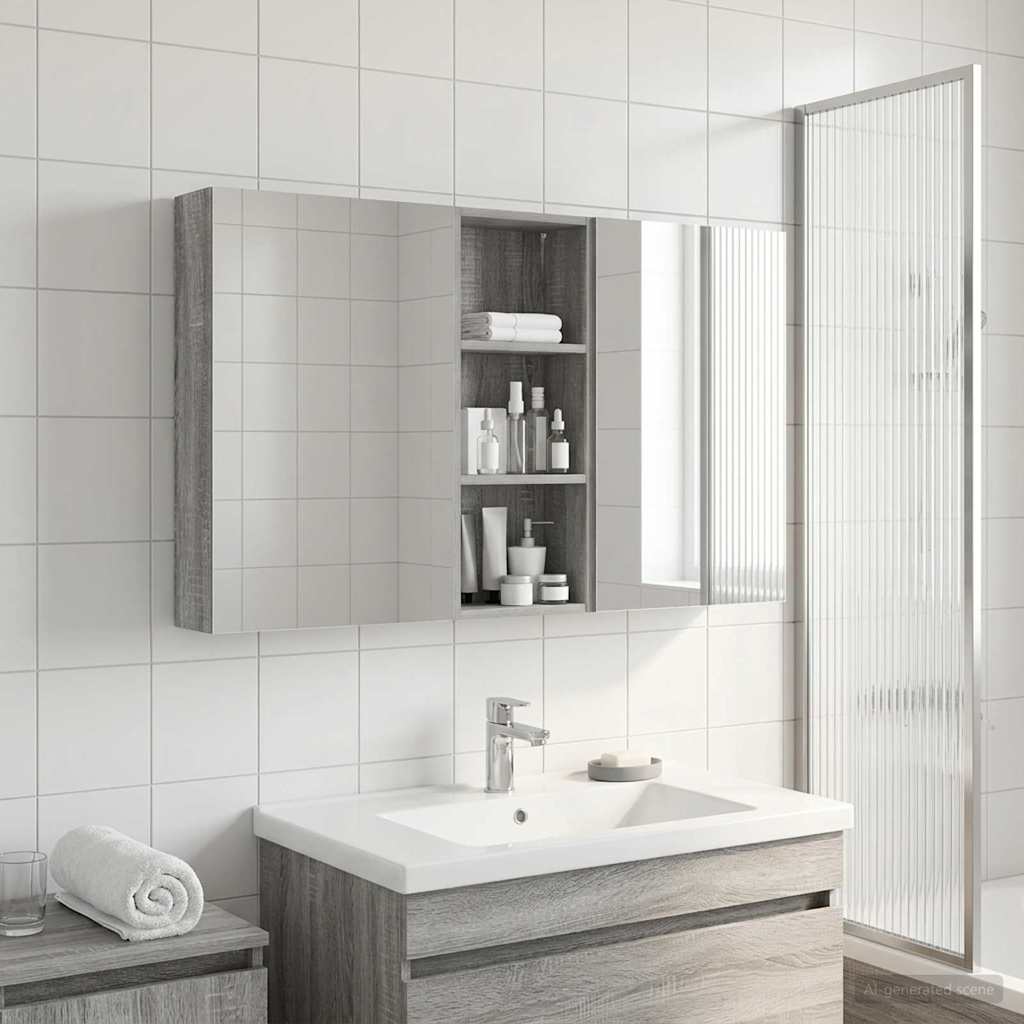Badeværelsesskabsæt 3 pcs 130 x 14,5 x 70 cm Konstrueret træ