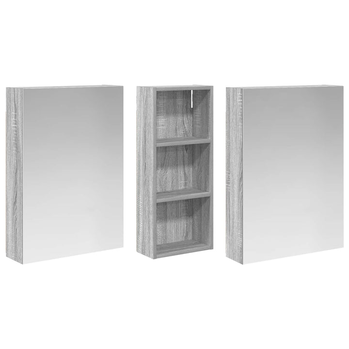Badeværelsesskabsæt 3 pcs 130 x 14,5 x 70 cm Konstrueret træ