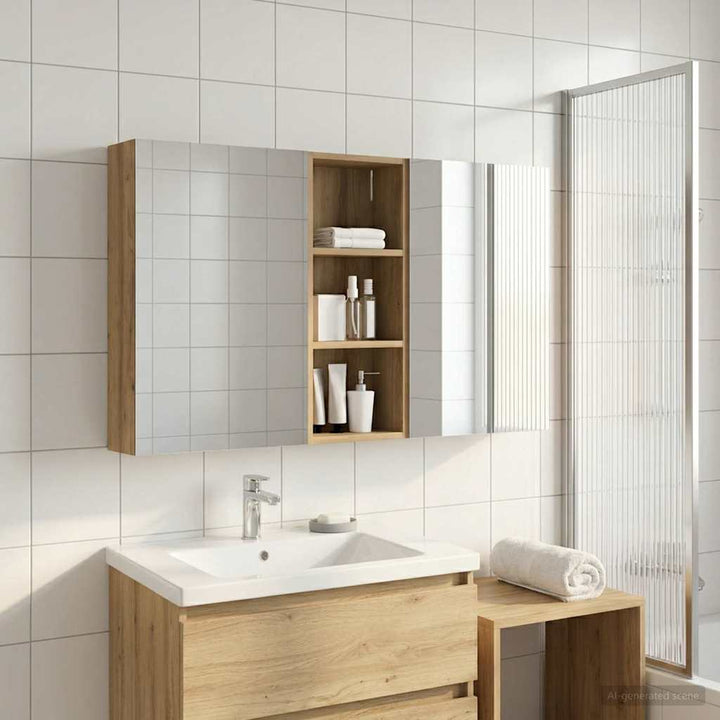 Badeværelsesskabsæt 3 pcs 130 x 14,5 x 70 cm Konstrueret træ