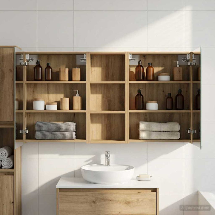 Badeværelsesskabsæt 3 pcs 130 x 14,5 x 70 cm Konstrueret træ