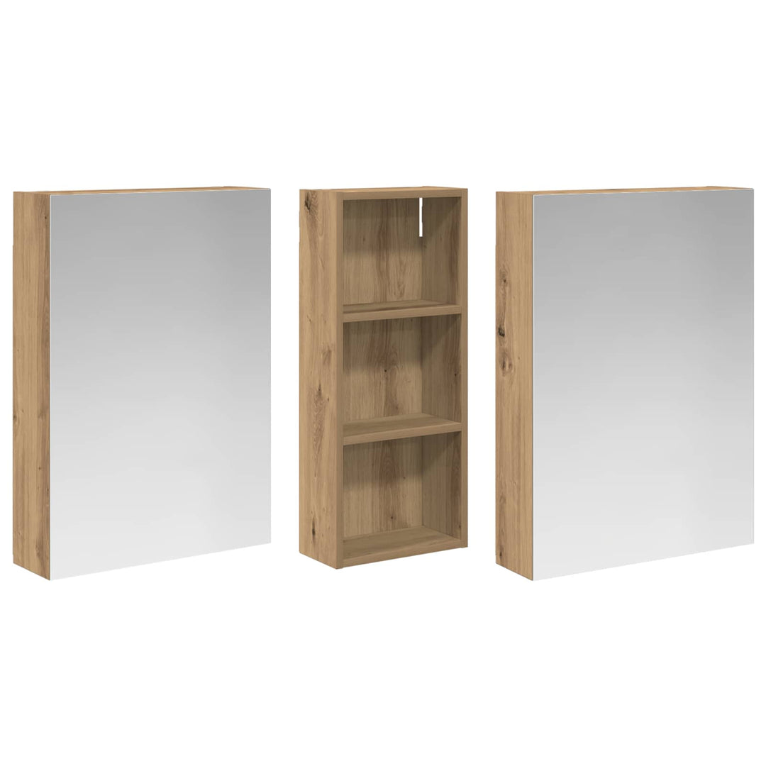 Badeværelsesskabsæt 3 pcs 130 x 14,5 x 70 cm Konstrueret træ
