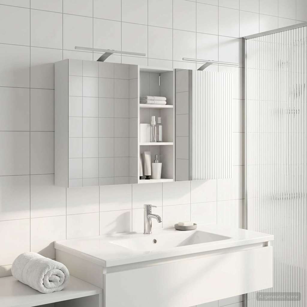 Badeværelsesskabsæt 3 pcs 130 x 14,5 x 70 cm Konstrueret træ