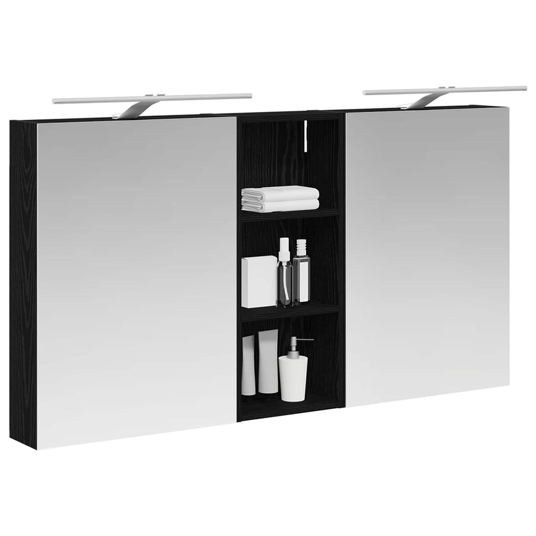 Badeværelsesskabsæt 3 stk. 130 x 14,5 x 70 cm Konstrueret træ