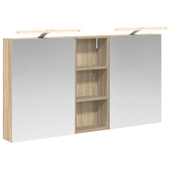 Badeværelsesskabsæt 3 stk. 130 x 14,5 x 70 cm Konstrueret træ