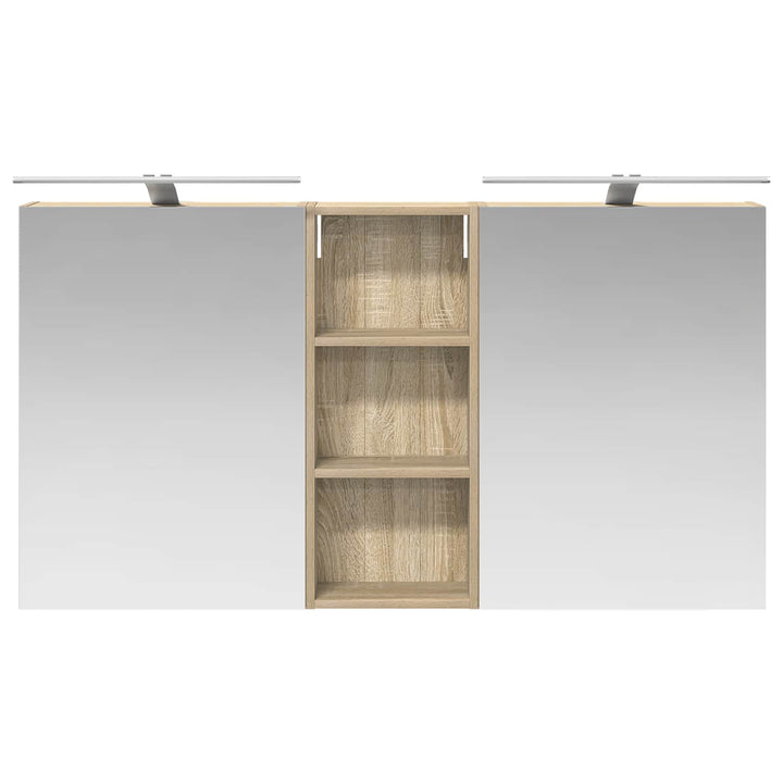 Badeværelsesskabsæt 3 stk. 130 x 14,5 x 70 cm Konstrueret træ