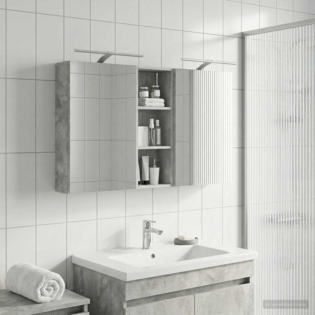 Badeværelsesskabsæt 3 pcs 130 x 14,5 x 70 cm Konstrueret træ