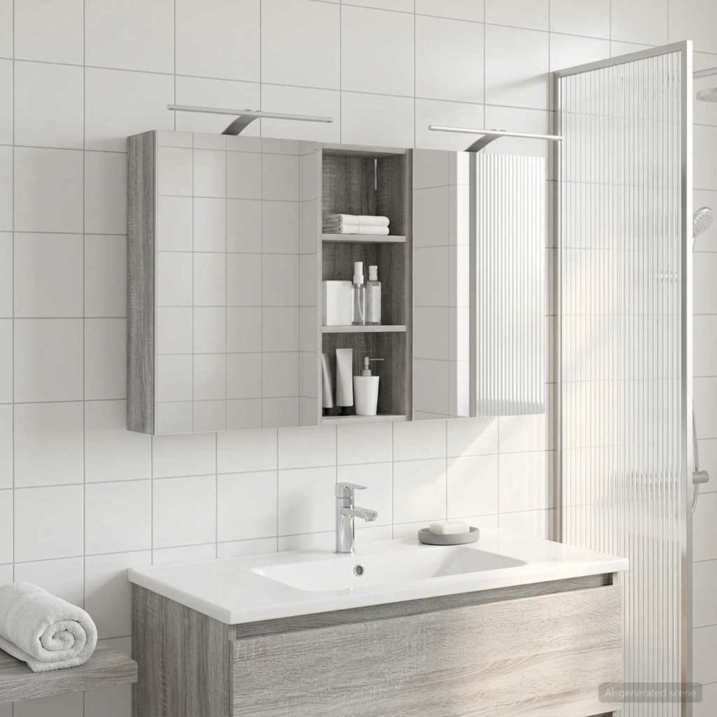 Badeværelsesskabsæt 3 pcs 130 x 14,5 x 70 cm Konstrueret træ