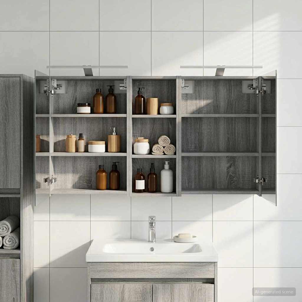 Badeværelsesskabsæt 3 pcs 130 x 14,5 x 70 cm Konstrueret træ