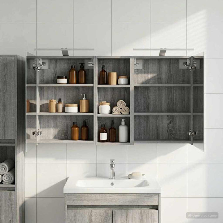 Badeværelsesskabsæt 3 pcs 130 x 14,5 x 70 cm Konstrueret træ