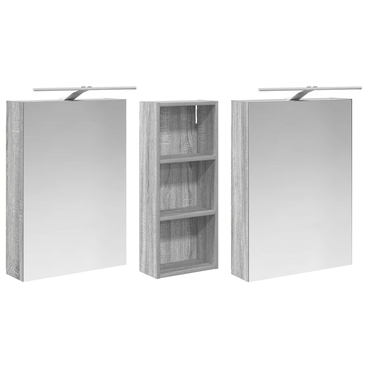 Badeværelsesskabsæt 3 pcs 130 x 14,5 x 70 cm Konstrueret træ