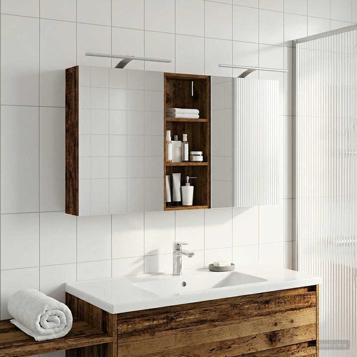 Badeværelsesskabsæt 3 pcs 130 x 14,5 x 70 cm Konstrueret træ