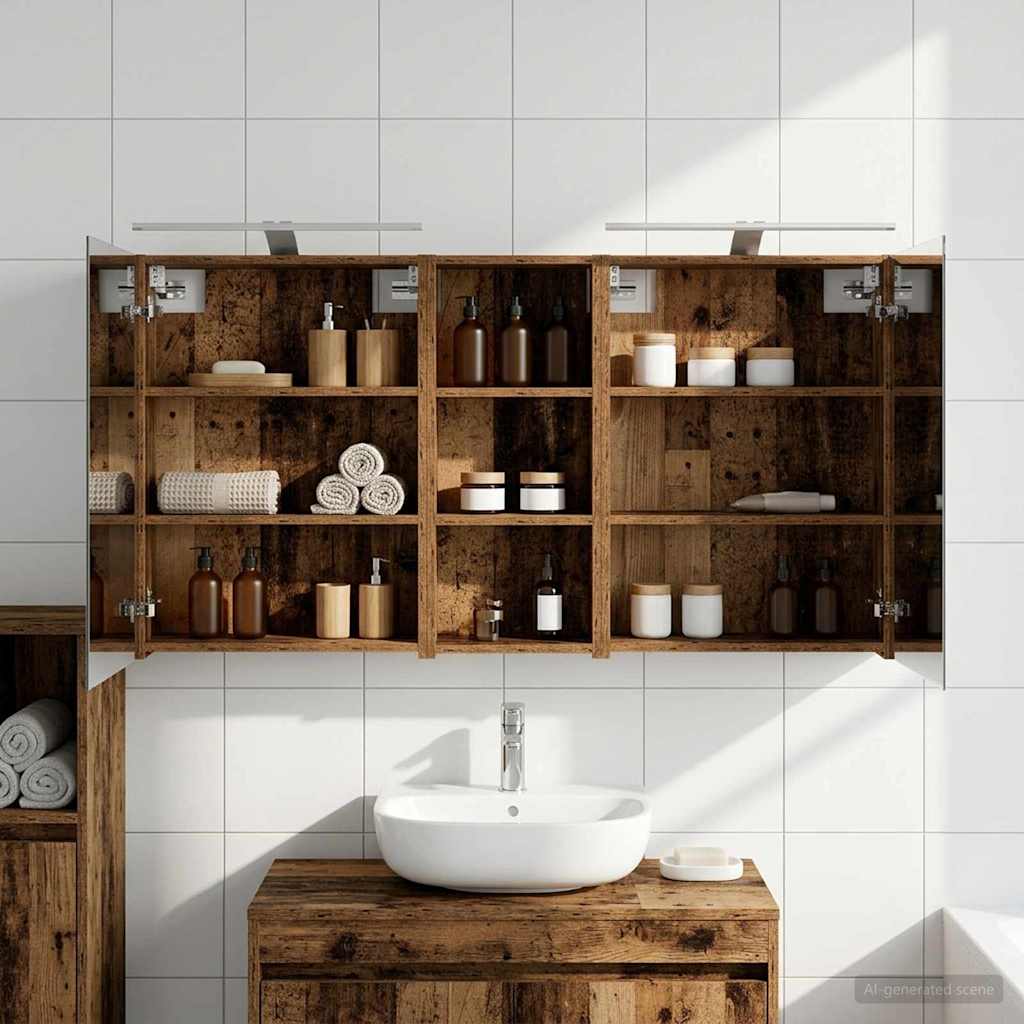 Badeværelsesskabsæt 3 pcs 130 x 14,5 x 70 cm Konstrueret træ