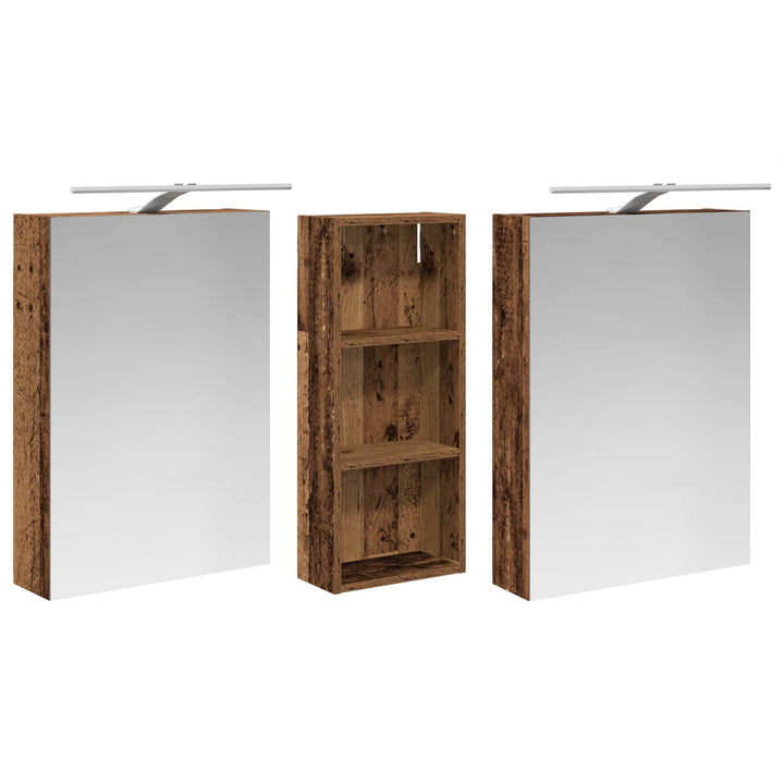 Badeværelsesskabsæt 3 pcs 130 x 14,5 x 70 cm Konstrueret træ