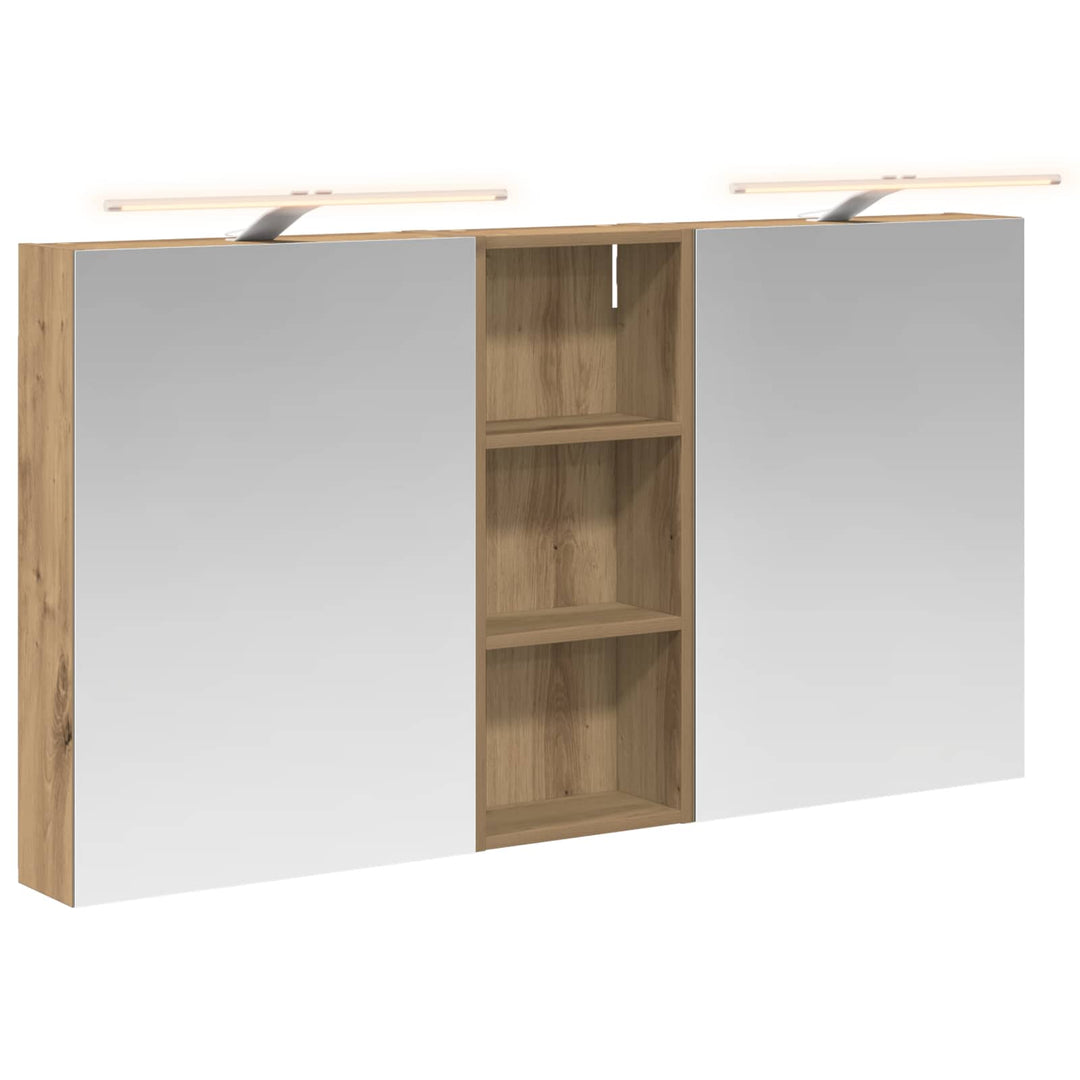 Badeværelsesskabsæt 3 stk. 130 x 14,5 x 70 cm Konstrueret træ