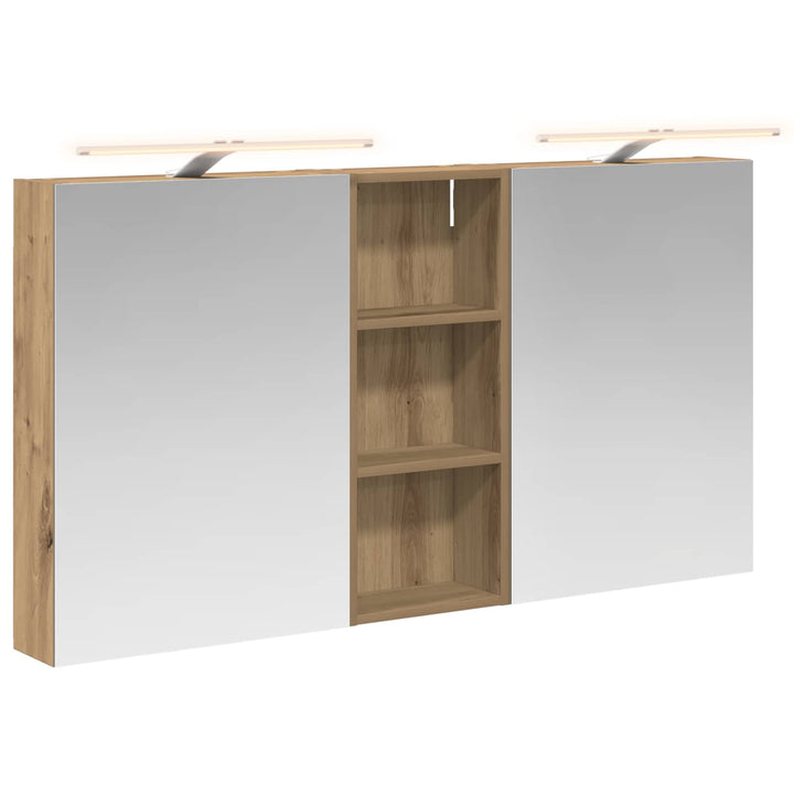 Badeværelsesskabsæt 3 stk. 130 x 14,5 x 70 cm Konstrueret træ