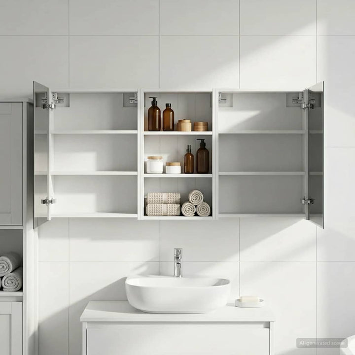 Badeværelsesskabsæt 3 pcs 140 x 14,5 x 70 cm Konstrueret træ