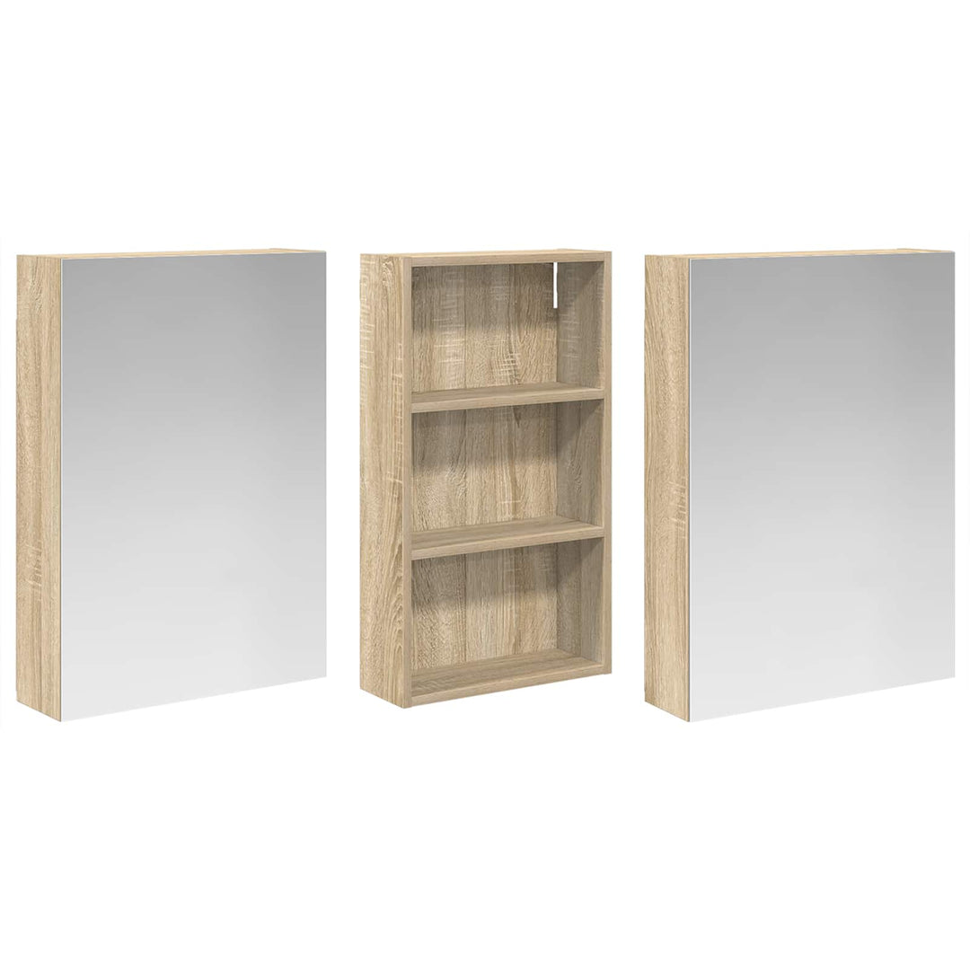 Badeværelsesskabsæt 3 pcs 140 x 14,5 x 70 cm Konstrueret træ