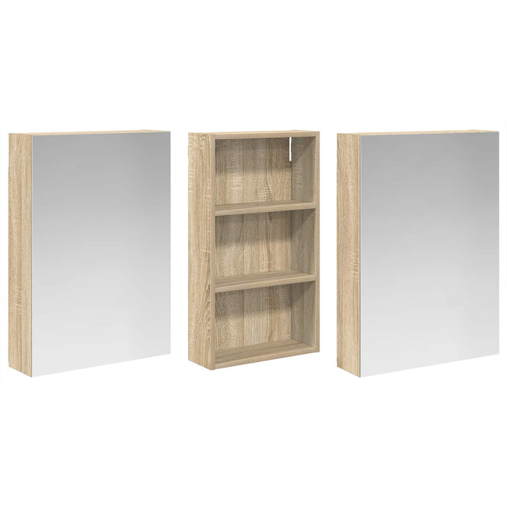 Badeværelsesskabsæt 3 pcs 140 x 14,5 x 70 cm Konstrueret træ