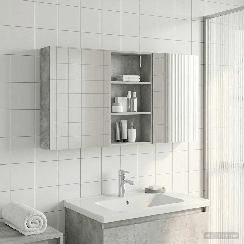 Badeværelsesskabsæt 3 pcs 140 x 14,5 x 70 cm Konstrueret træ